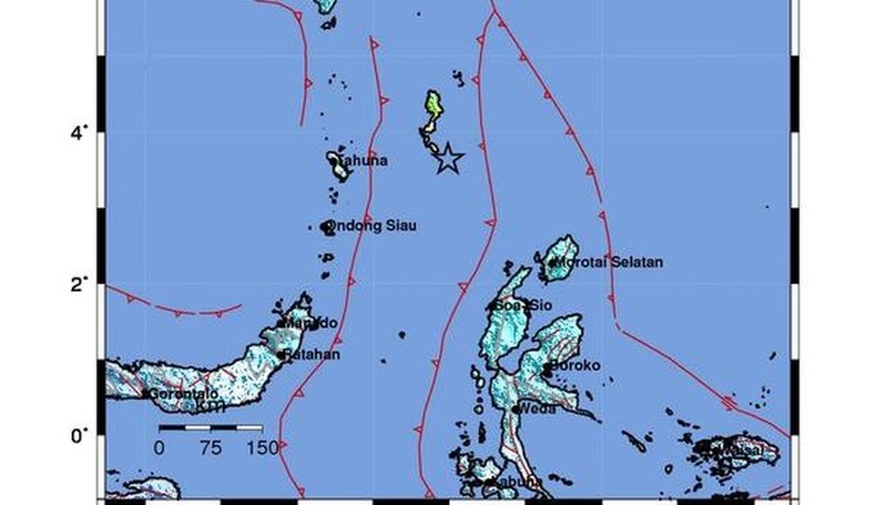 BMKG Koreksi Gempa Melonguane Sulawesi Utara Jadi M 6,4, Berpotensi Gerakan Mendatar Turun