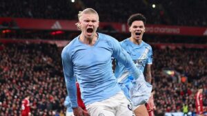 Erling Haaland Pecah Telur di Anfield, Manchester City Raih Kemenangan Dramatis Atas Liverpool 2-1